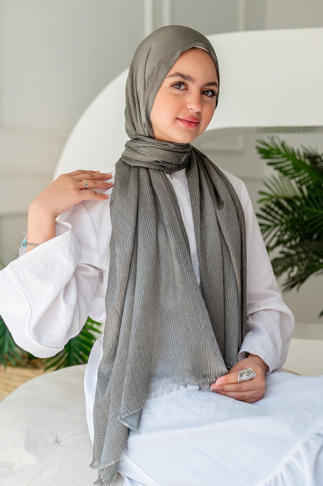 Elegant Missy Chiffon Hijab – Stone Olive