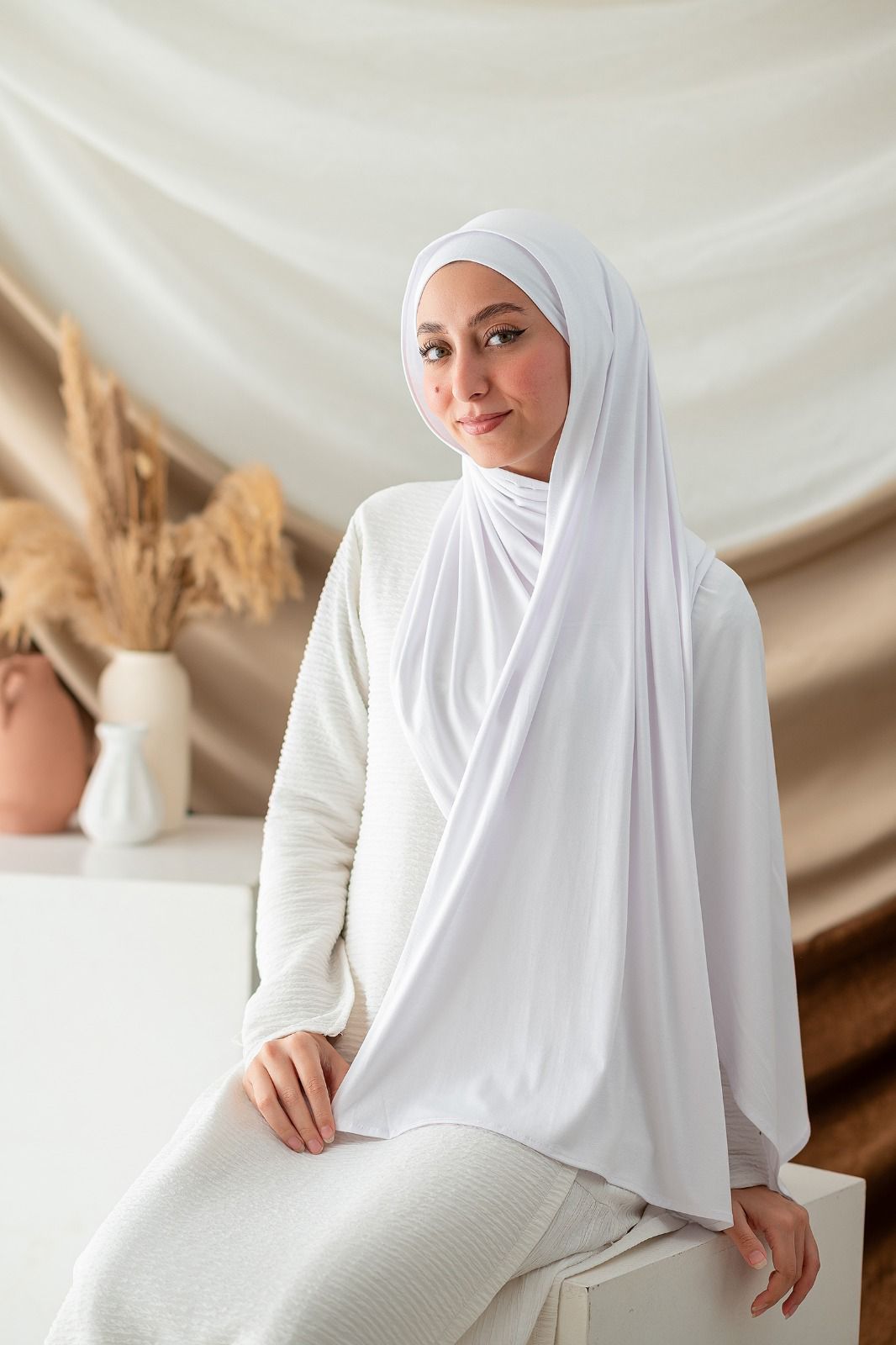 Pan Cotton Lycra Scarf – Pure White