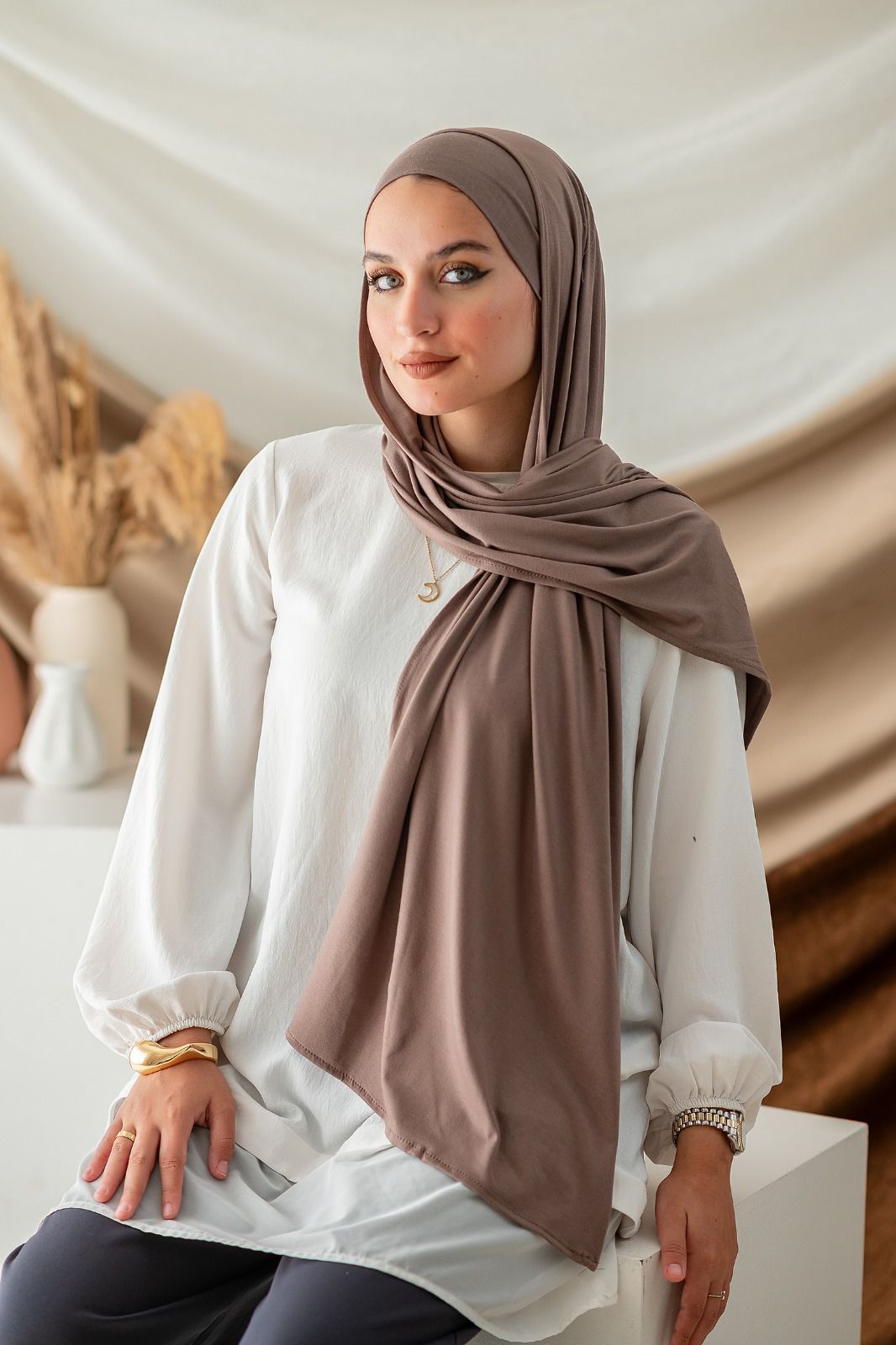 Pan Cotton Lycra Hijab – Coffee Mocha